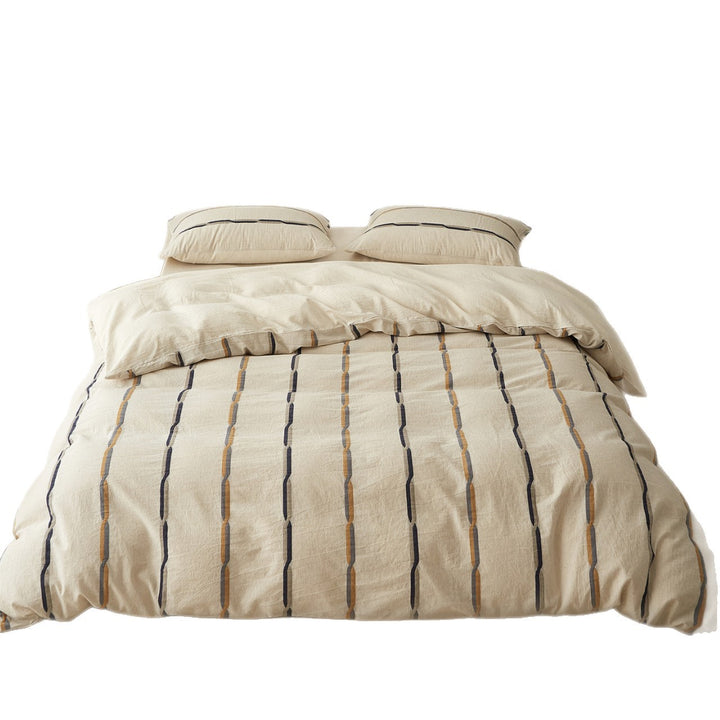 Washed Linen-Cotton Striped Duvet Cover Set