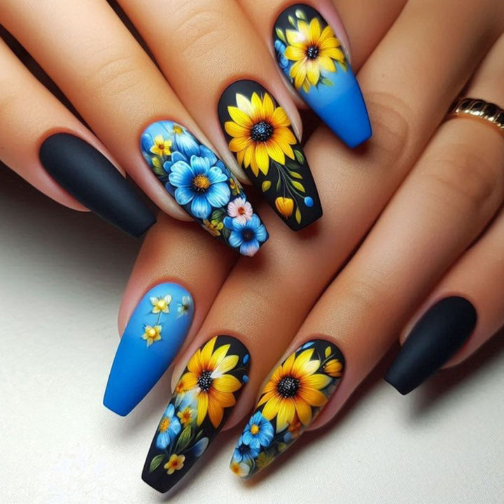 Decorative Floral Stiletto Nail Art Extensions Bowlift 1789713455