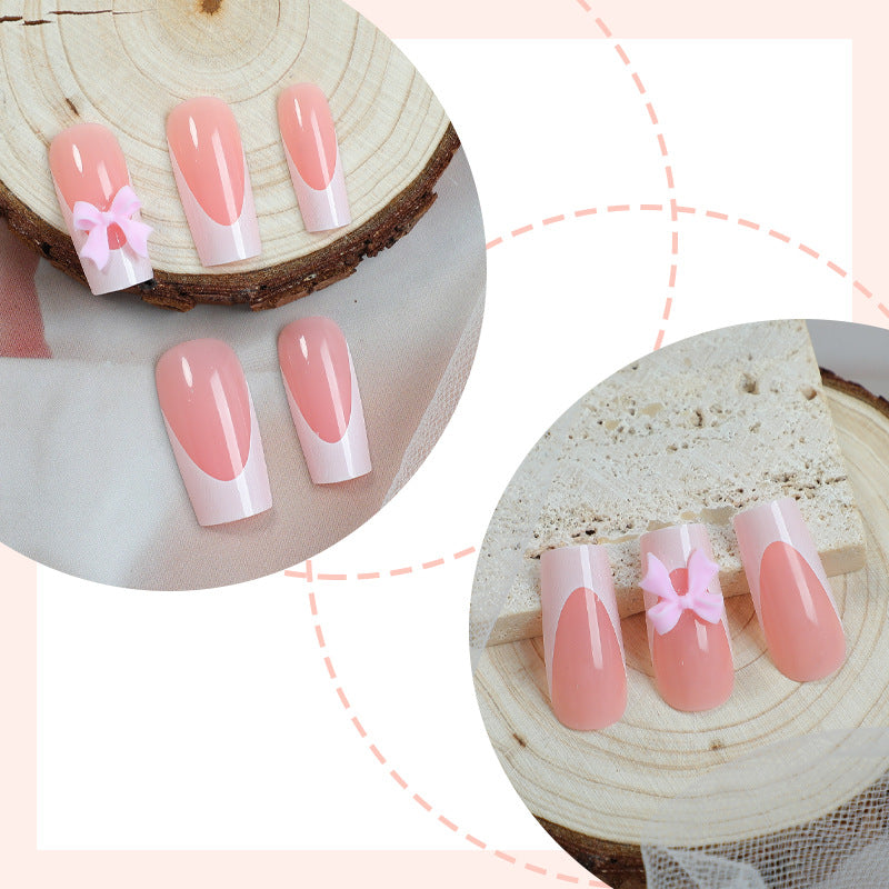 Decorative Press-On Nail Set with Elegant Bows Bowlift