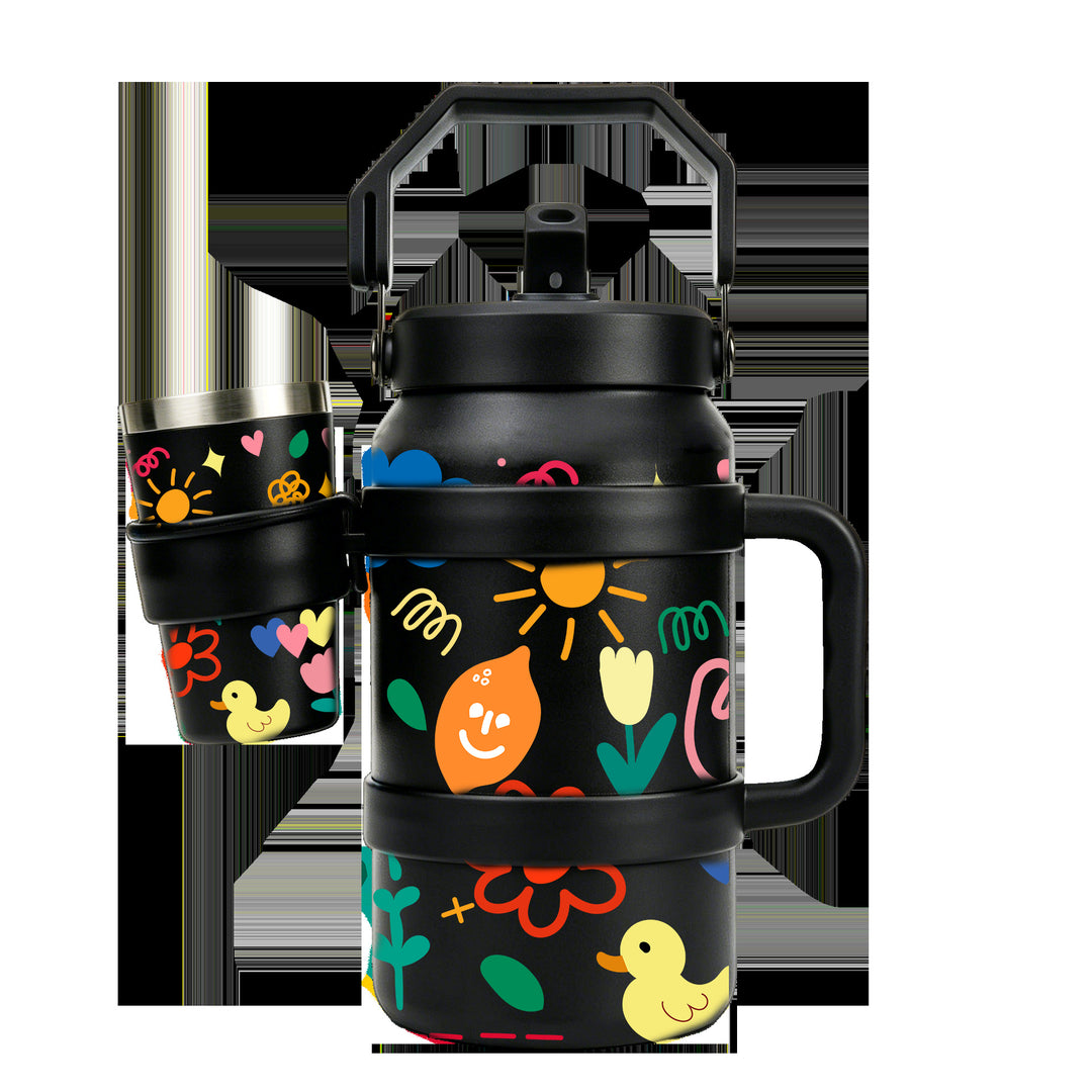 Ladies Insulated Drinking Bottle with Practical Carry Handle Bowlift