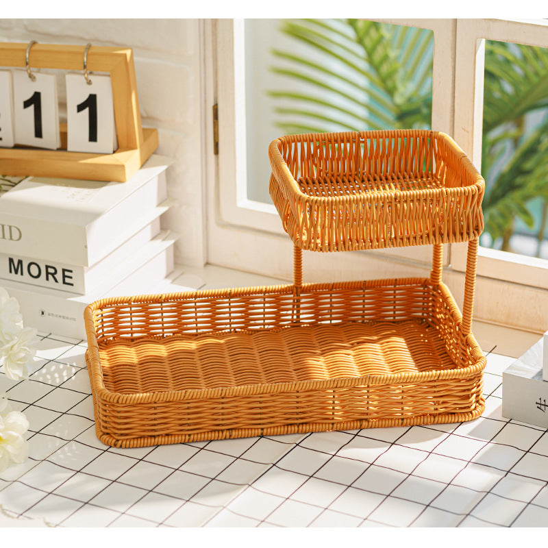 Multi-Tiered Wicker Organization Tray Bowlift