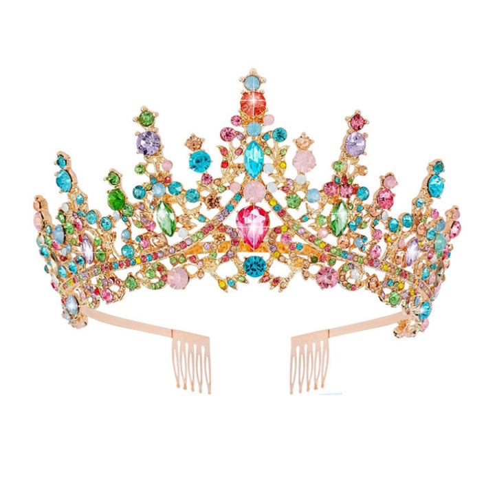 Ladies Rhinestone Tiara with Sparkling Gemstones Bowlift
