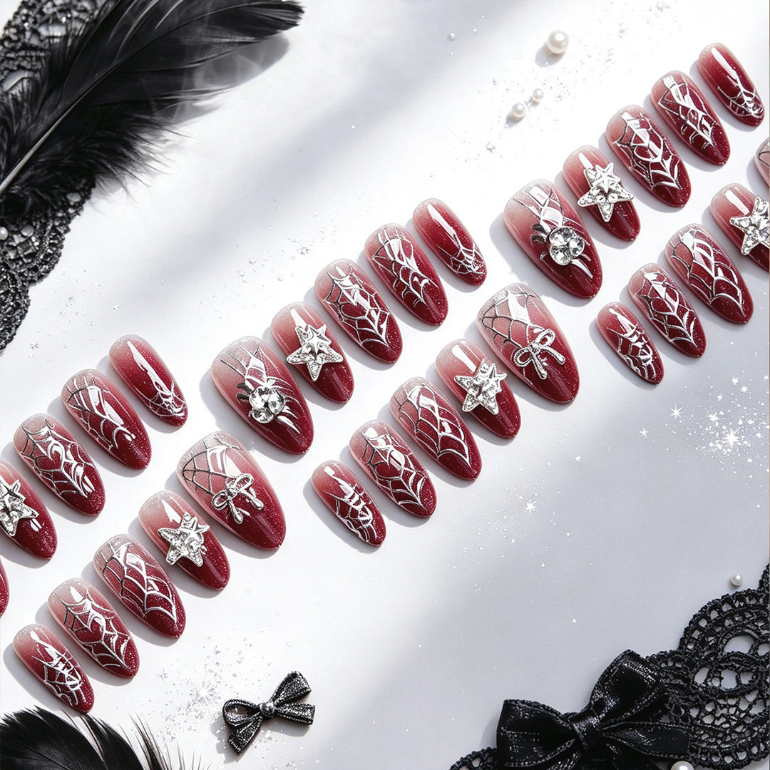 Glamorous artificial nails with rhinestones Bowlift