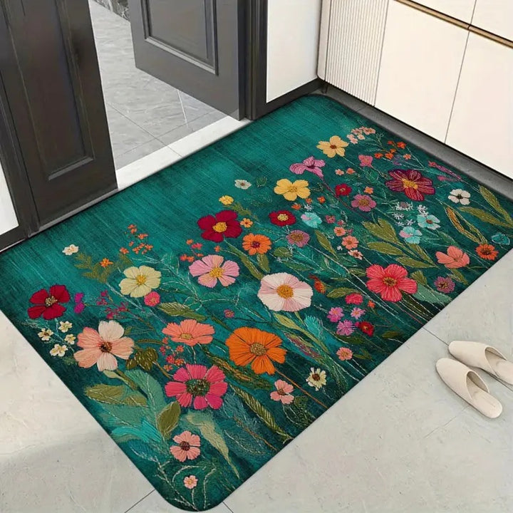Floral Patterned Welcome Mat Bowlift