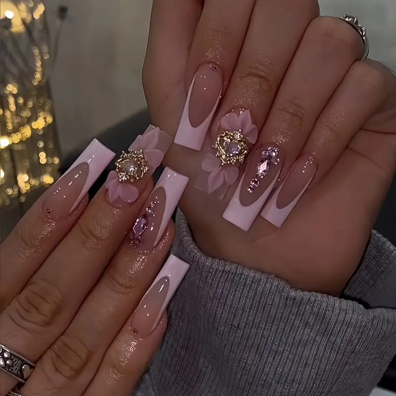 Floral Bohemian Press-On Nail Art Bowlift