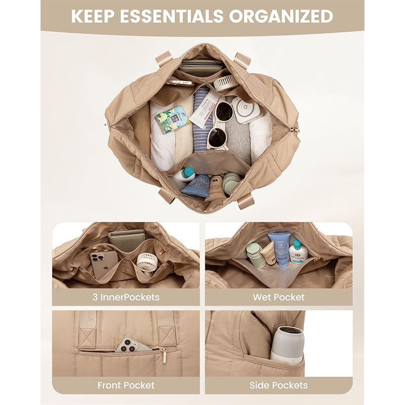 Fashionable and Practical Leisure Tote Bag with Detachable Cosmetic Pouch Bowlift
