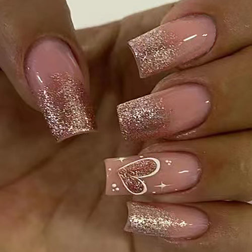 Elegant Glittery Press-On Nail Set Bowlift