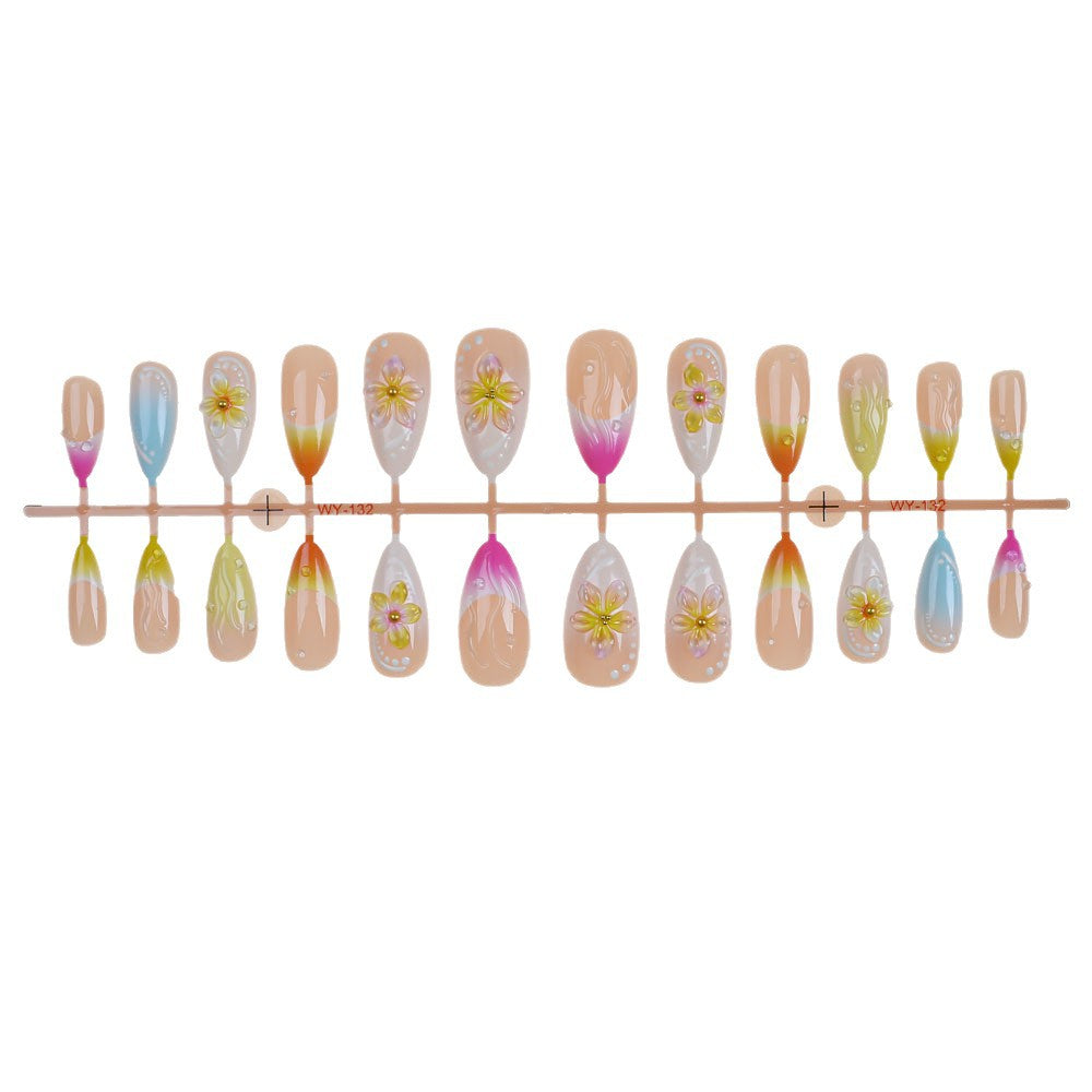 Vibrant Floral Press-On Nail Art Set Bowlift