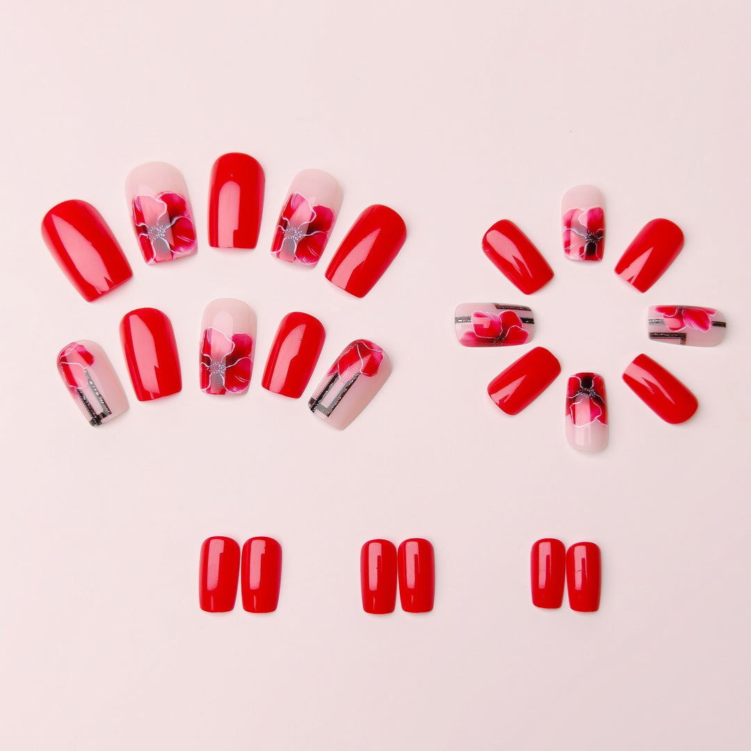 Creative Art Nails with Stylish Poppy Flower Design Bowlift