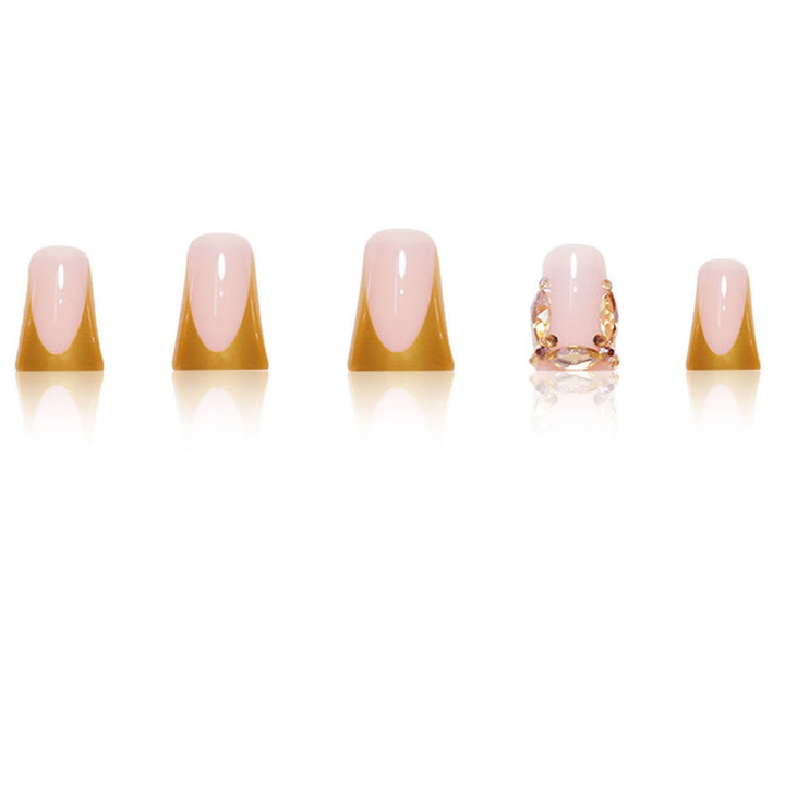 Luxury Acrylic Nail Enhancements with Gold Accents Bowlift