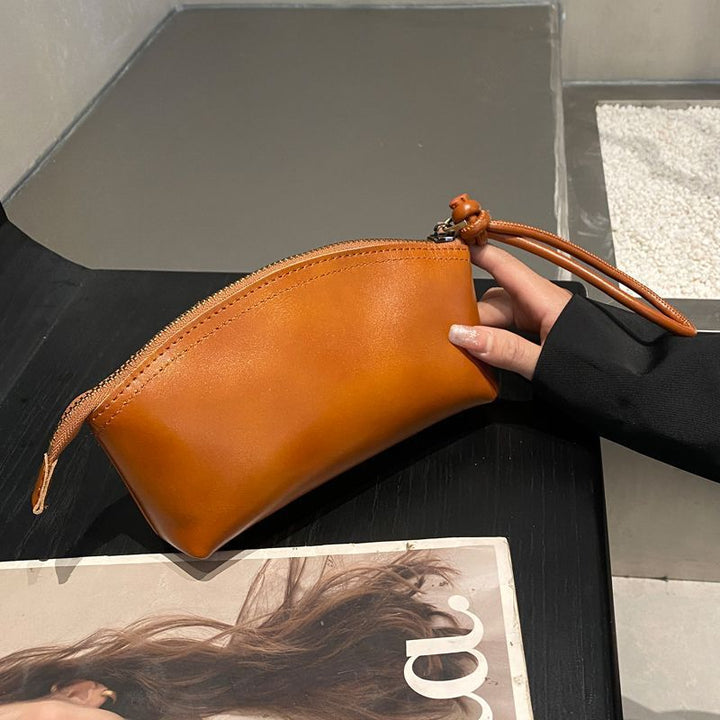 Sleek Faux Leather Zippered Cosmetic Bag Bowlift