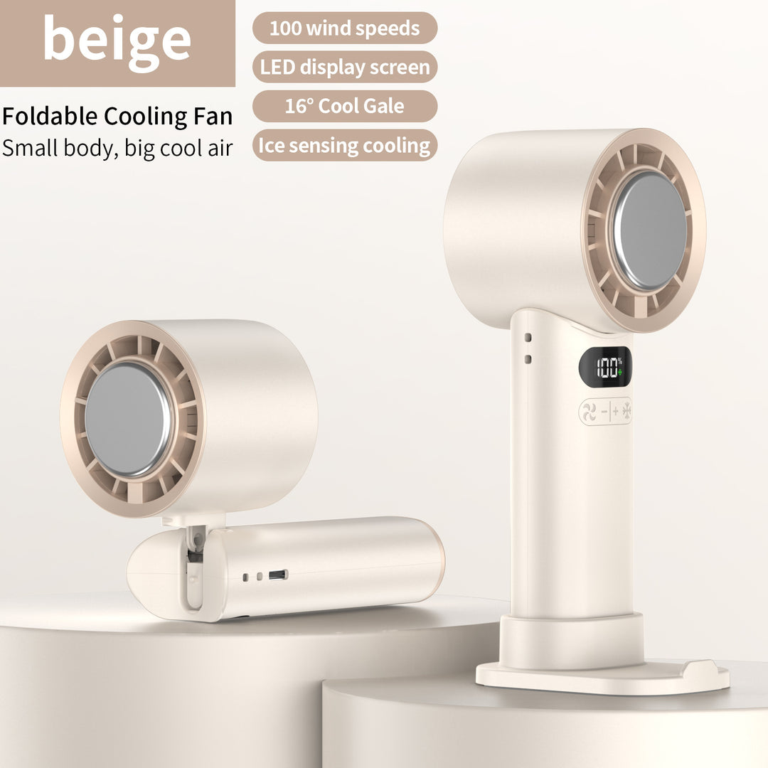 Unisex nan foldable portable handheld cooling fan with digital LED display and ice-sensing technology Bowlift