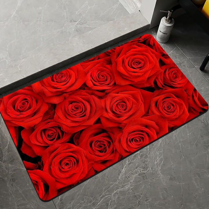 Elegant Floral Design Bath Mat Bowlift