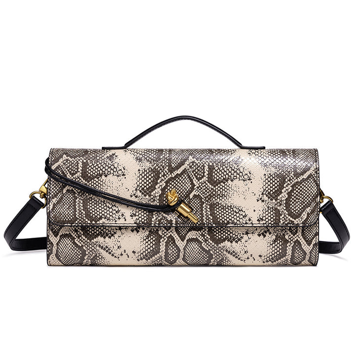 Embossed Snake Print Evening Clutch Bowlift