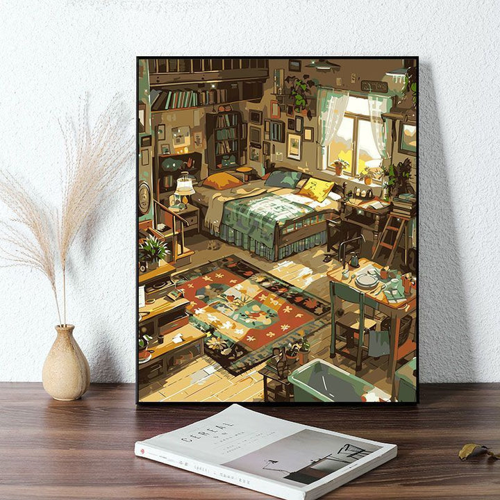 Cozy Bedroom Scene Canvas Art Print Bowlift
