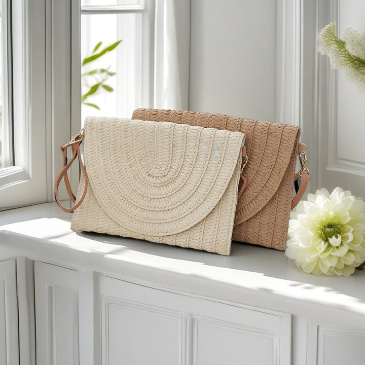 Woven Natural Material Crossbody Bag Bowlift