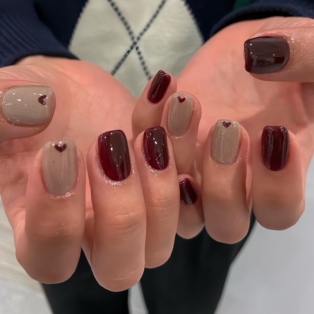 Artistic Heart-Design Press-On Nail Art Bowlift
