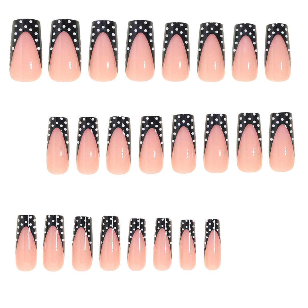 Elegant Polka Dot French Tip Press-On Nails Bowlift