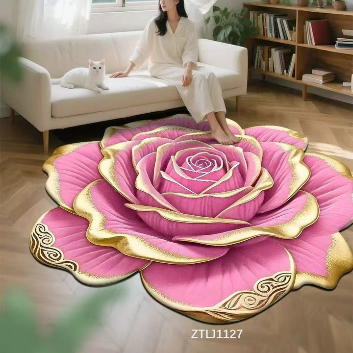 Floral Rose-Shaped Area Rug