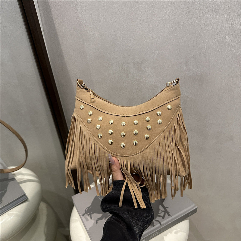 Bohemian Fringe Detail Crossbody Bag Bowlift