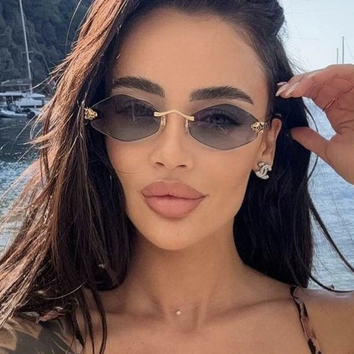 Women's geometric sunglasses with double metal frame and protective lenses Bowlift