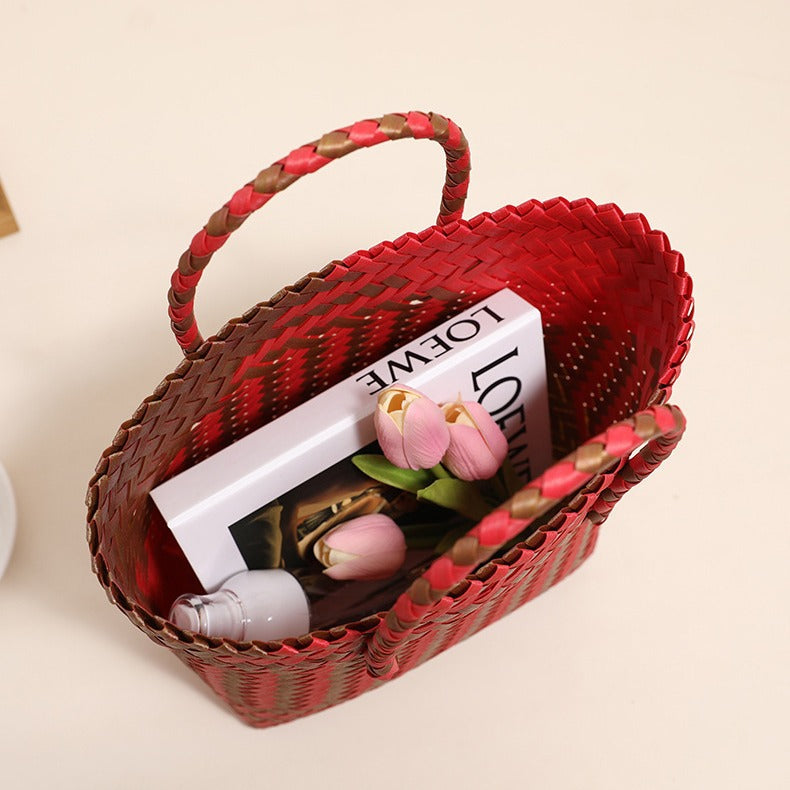 Braided Tote Bag in Rustic Design Bowlift
