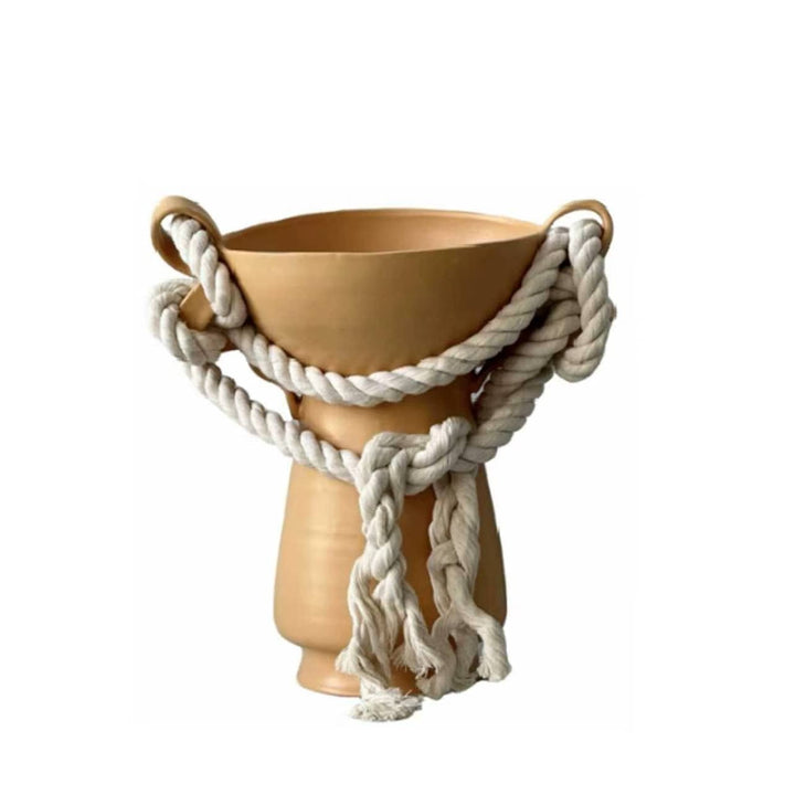 Decorative Ceramic Vase with Rope Handle