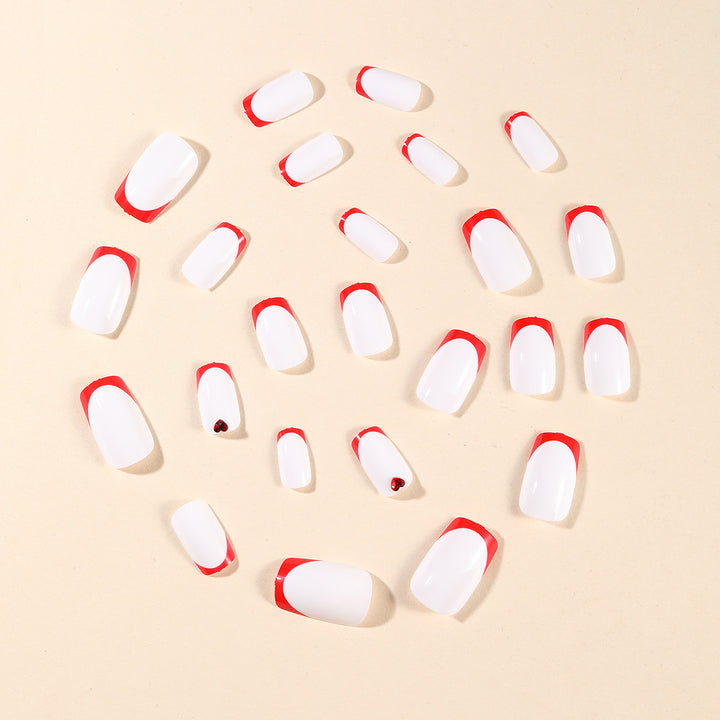 Heart-Accent Acrylic Nail Art Extensions Bowlift