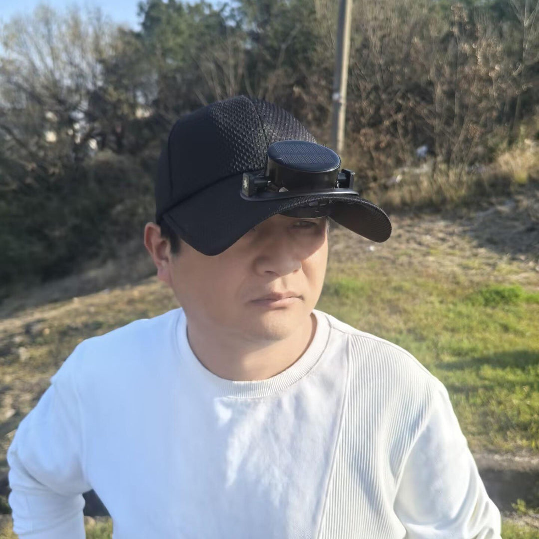 Sun Cap with removable solar fan, breathable mesh and adjustable umbrella Bowlift