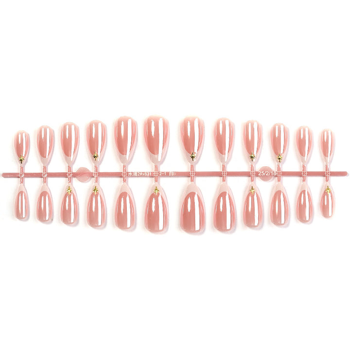 Elegant Press-On Nail Set with Decorative Gold Accents Bowlift