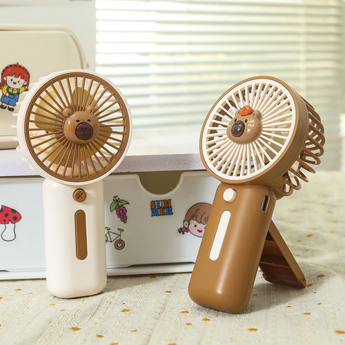 Unisex portable hand fan with bear motif and charging station Bowlift
