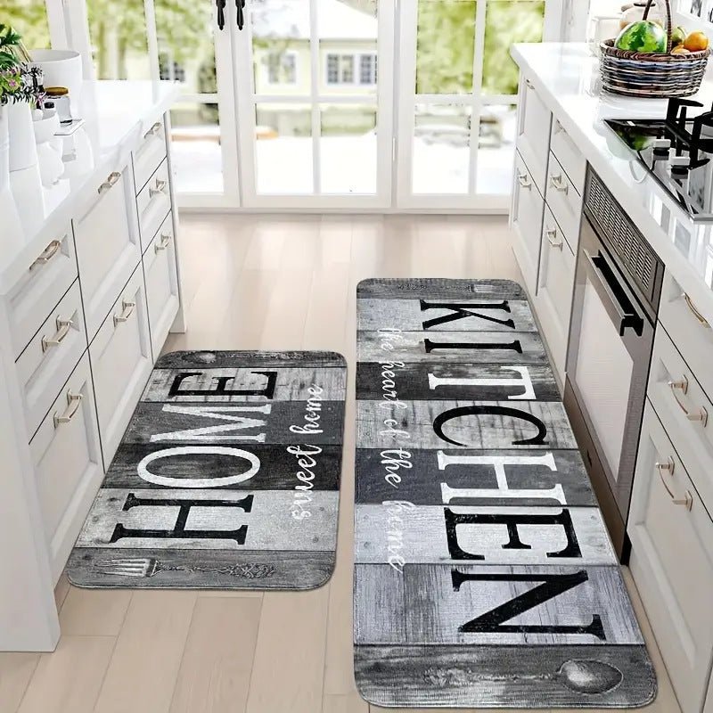Anti-Fatigue Memory Foam Kitchen Runner and Square Mat Set with Non-Slip Backing Bowlift