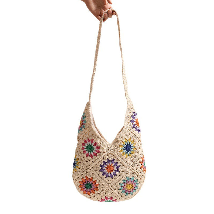 Handmade Crocheted Bag with Colorful Flower Design Bowlift
