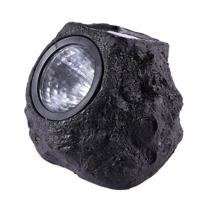 Solar-Powered LED Faux-Rock Garden Spotlight With Integrated Solar Panel And Weatherproof Textured Resin Housing Bowlift