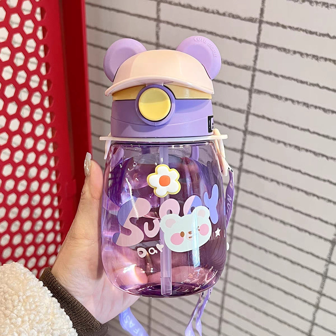 Women Playful Children's Drinking Bottle with Integrated Straw Bowlift