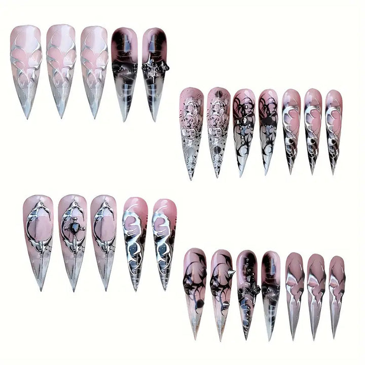 Artistic Gothic Stiletto Press-On Nails Bowlift