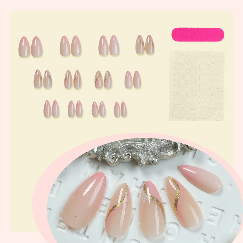 High-Quality Press-On Nails with Elegant Gold Accent Designs Bowlift