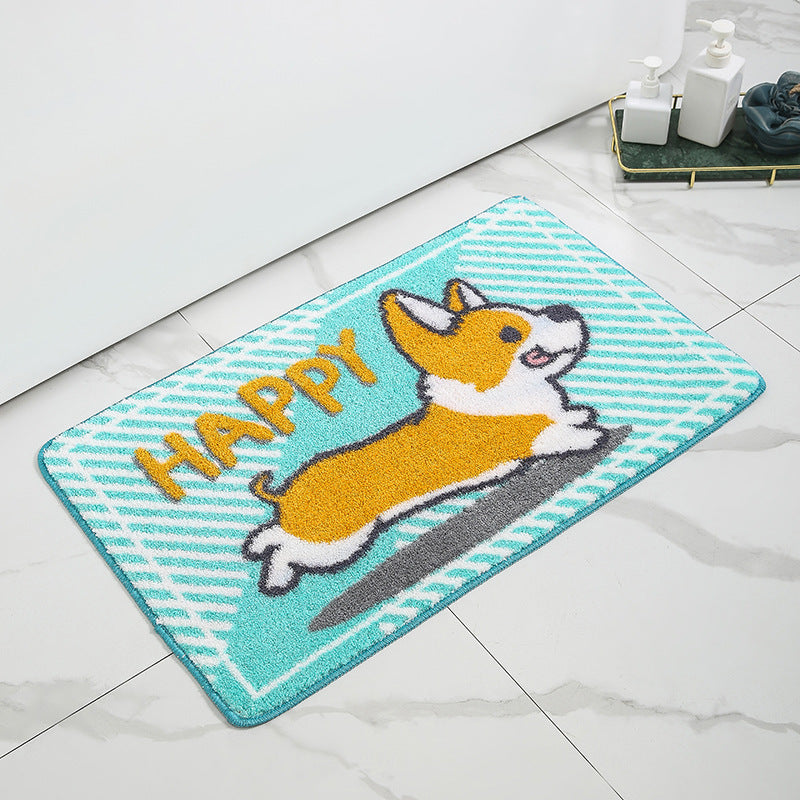 Lemon-Printed Plush Bath Mat