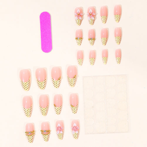 Artistic 3D Floral Accent Stiletto Nail Art Extensions Bowlift