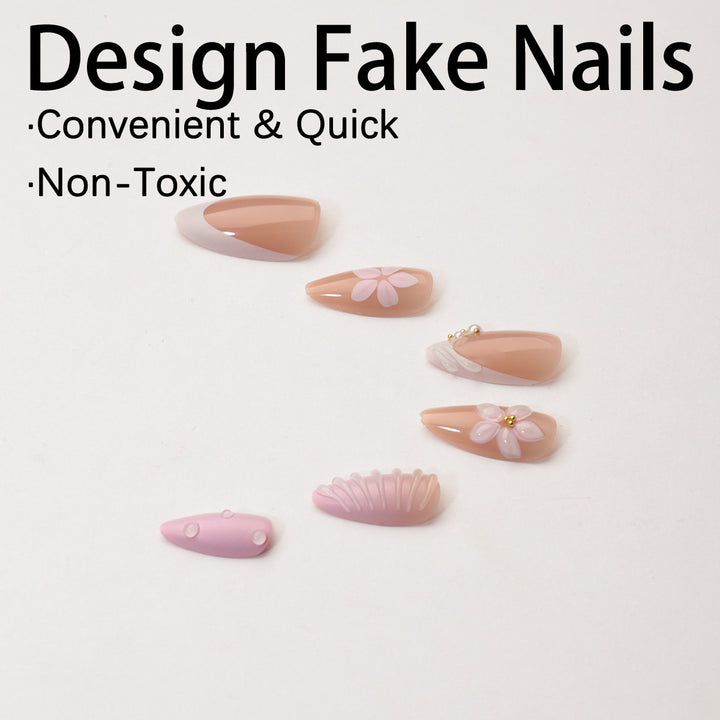 Creative nail art set with floral and shimmering design Bowlift