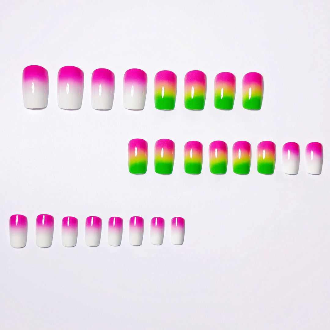 Creative Gel Nails with Neon Gradient Bowlift