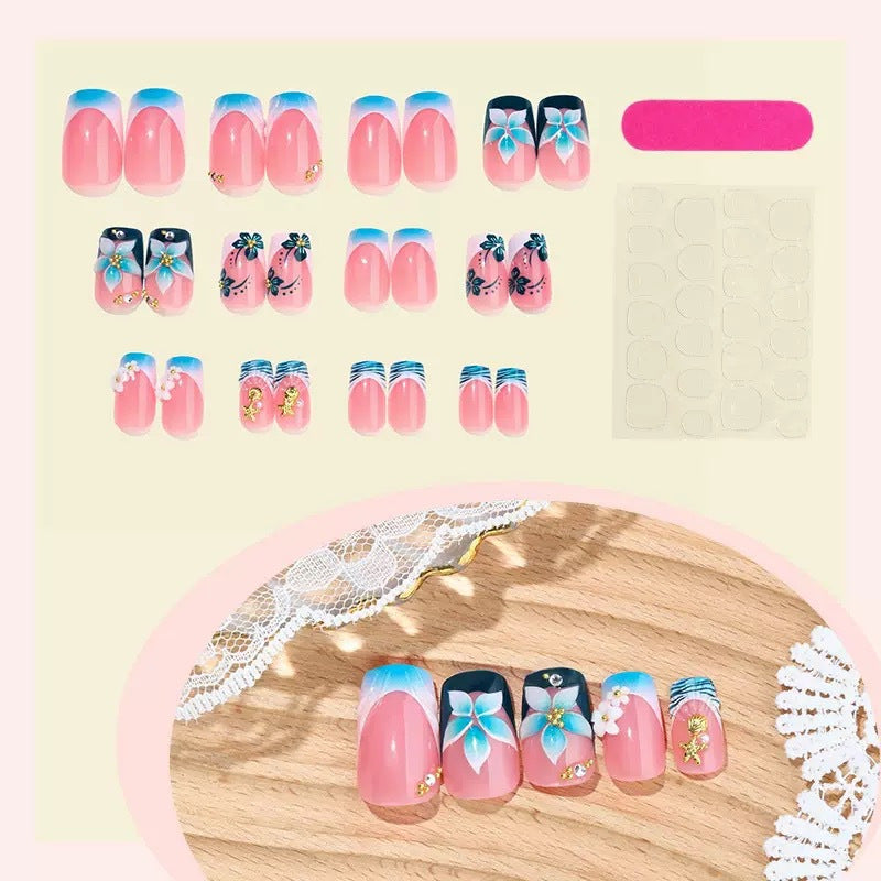 Floral-Themed 3D Press-On Nail Art Bowlift