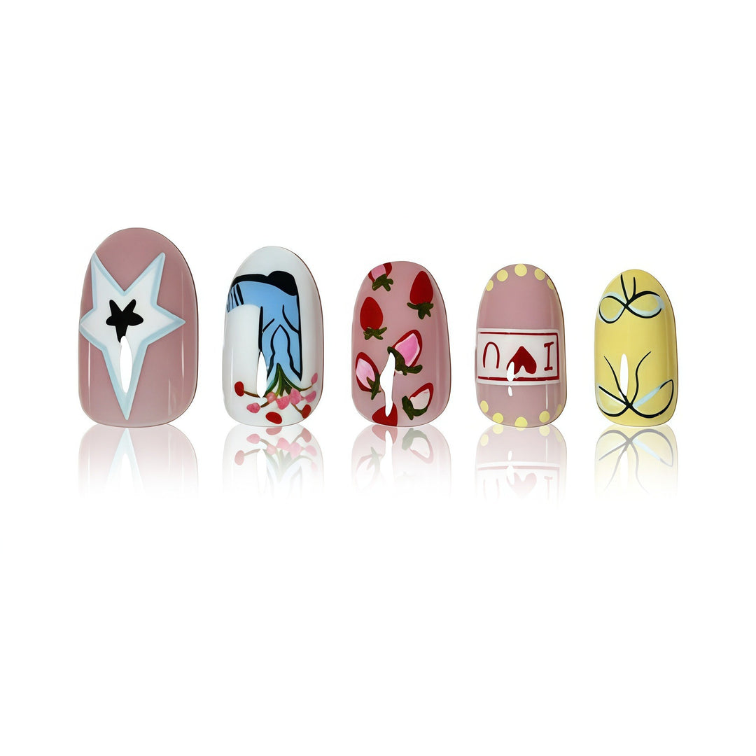 Artistic Cherry Blossom Press-On Nails Bowlift