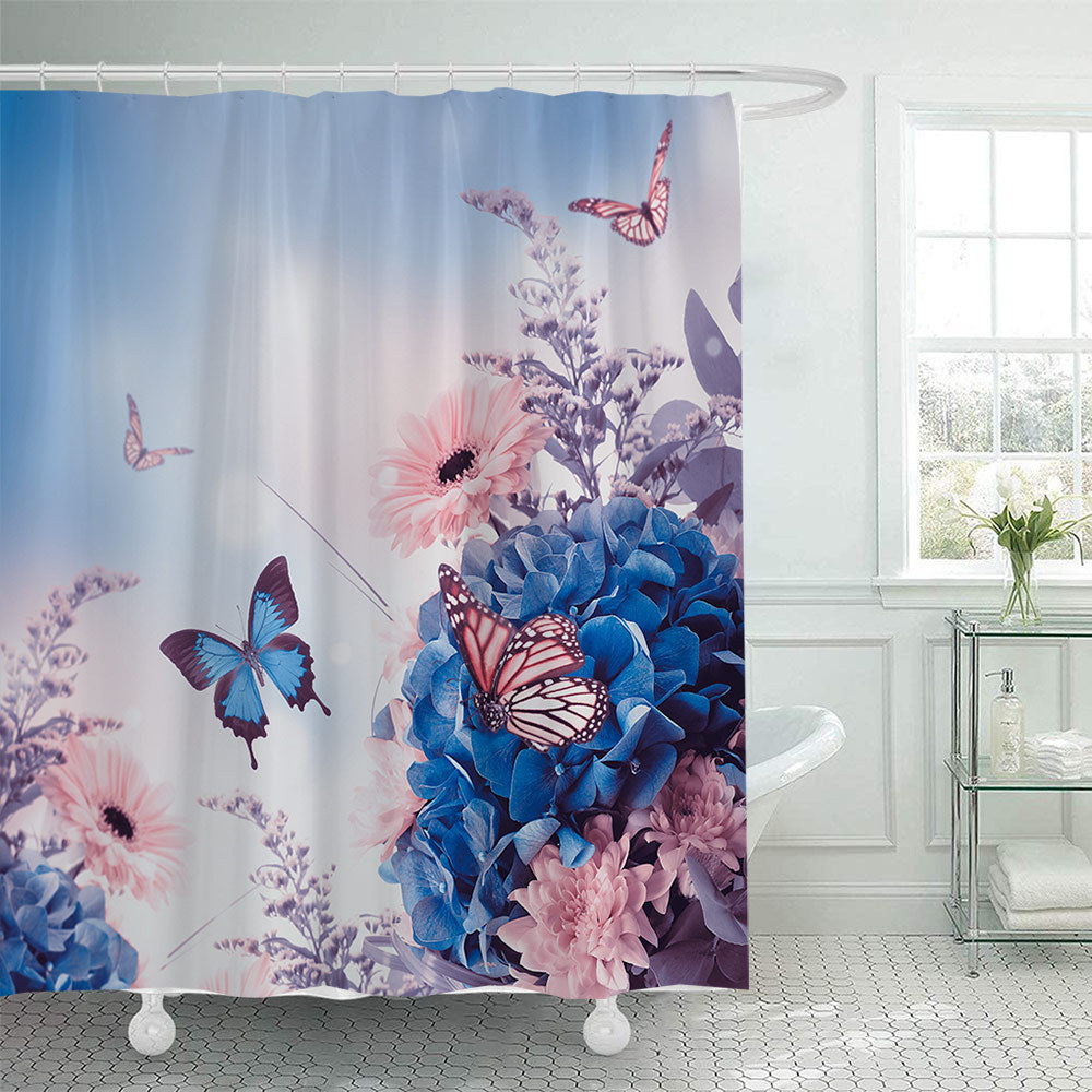 Butterfly-Inspired Floral Shower Curtain Bowlift