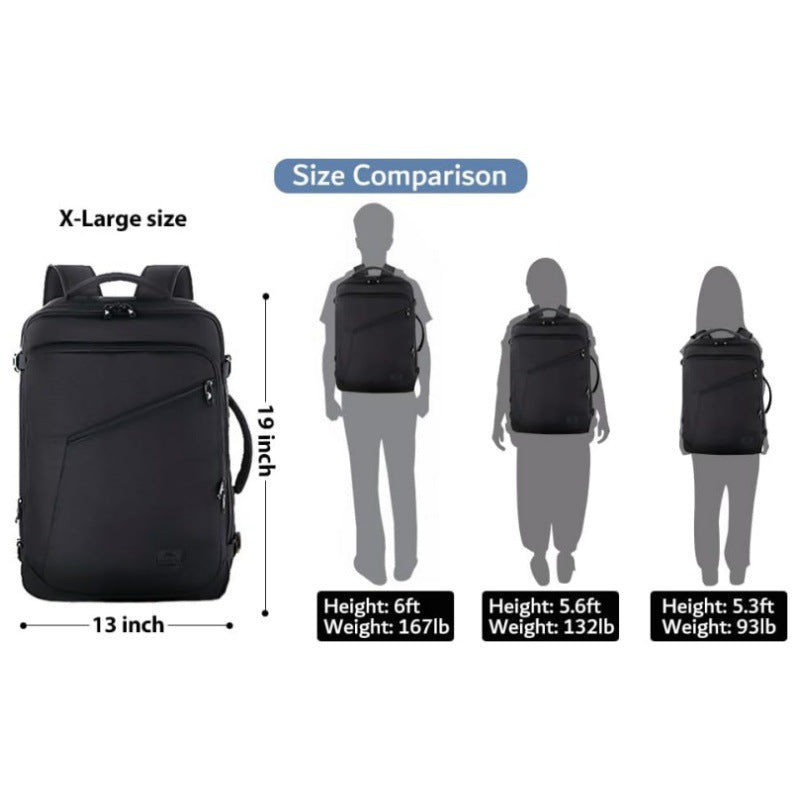 Multifunctional travel backpack with integrated storage compartments and ergonomic design Bowlift