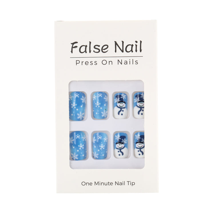 Artificial nails with wintry snowman design Bowlift