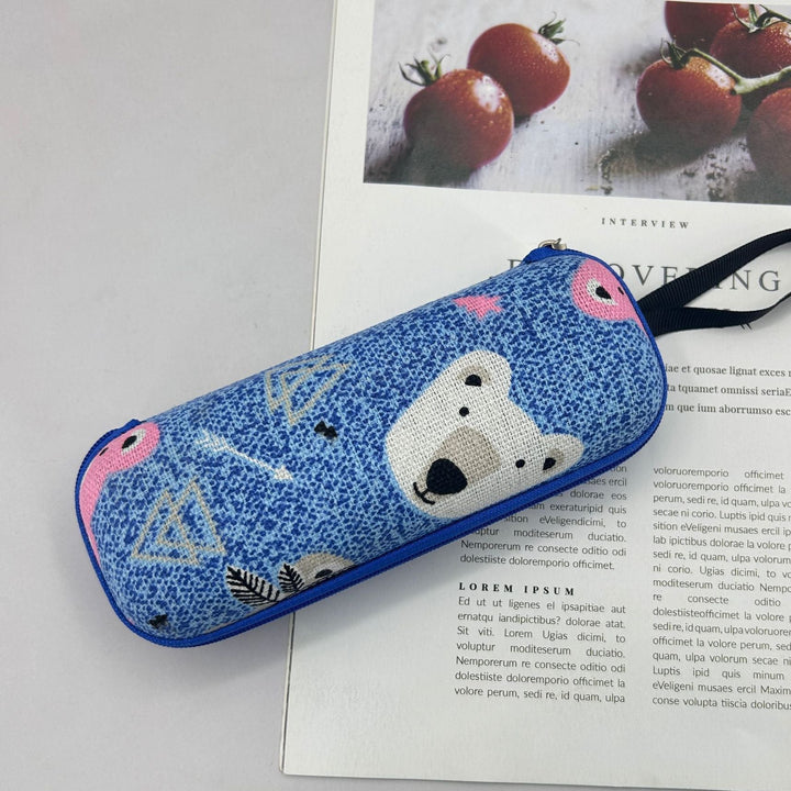 Printed hard-shell eyeglass and accessory case with wrist strap Bowlift