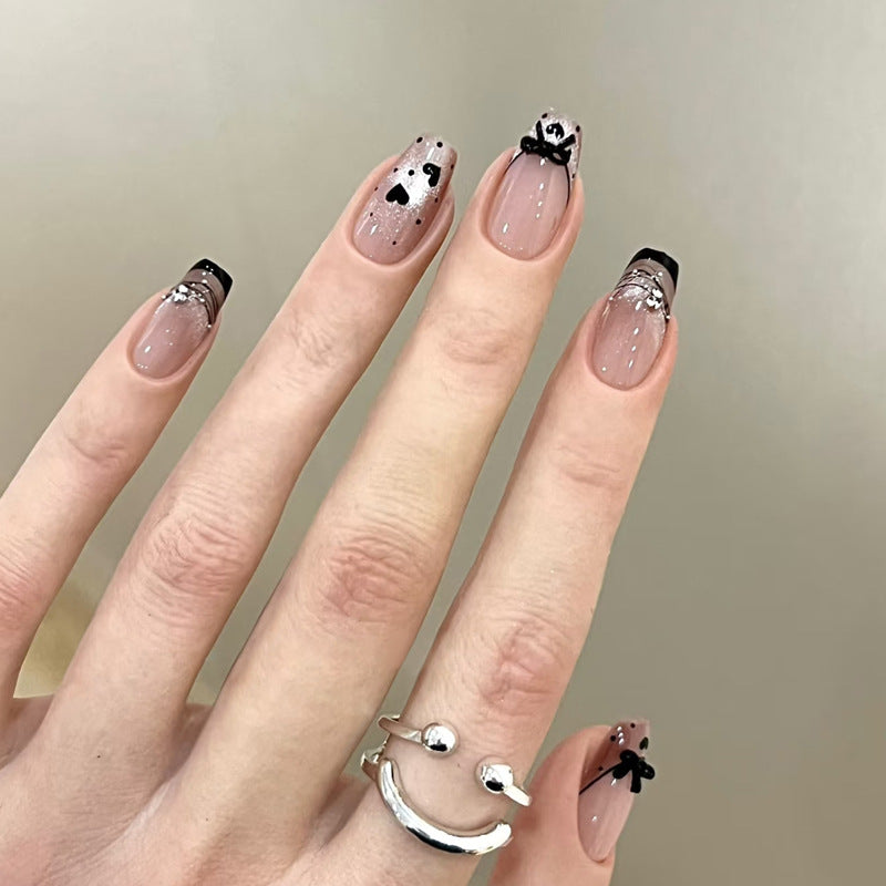 Decorative Press-On Nail Set with Star and Bow Designs Bowlift