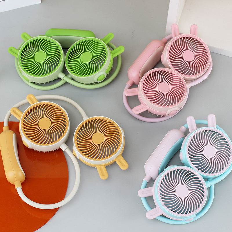 Women's Wearable Neck Fan with Dual Rotating Blades Bowlift