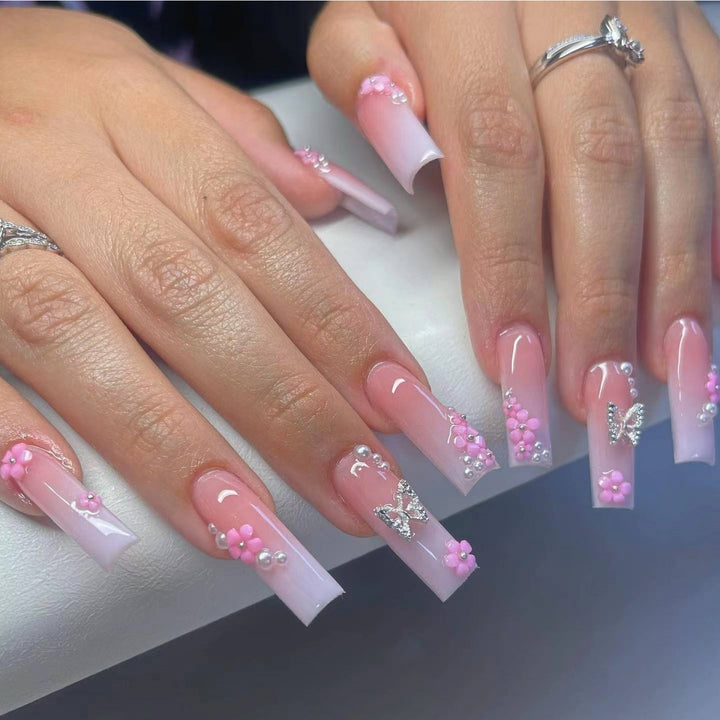 Ornate Butterfly-Inspired Acrylic Nail Extensions Bowlift